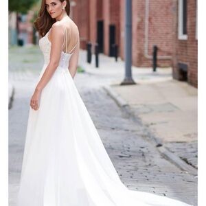 Chic White Bridal Gown with Lace Details